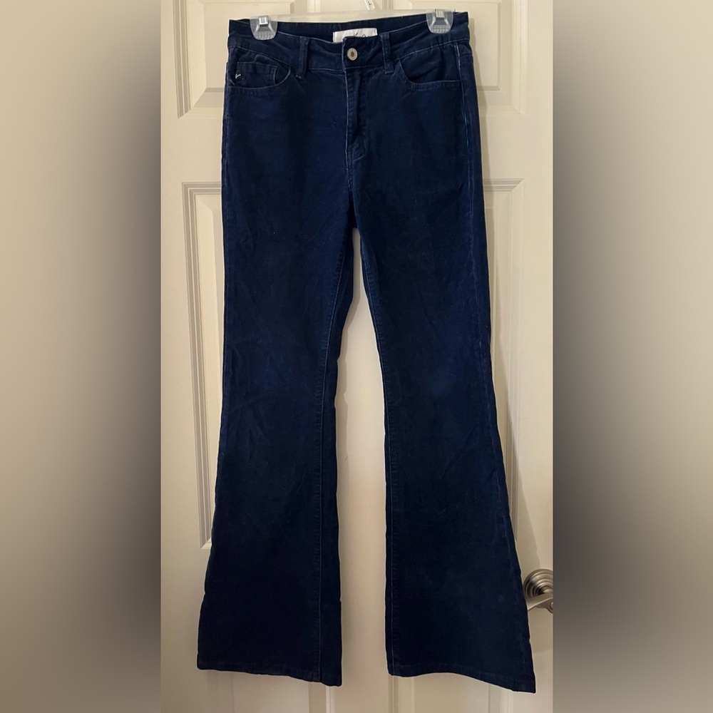 Women’s KanCan Estilo blue mini corduroy flare pants cotton spandex size 7/27